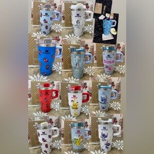 BOYS Stanley 20 oz tumblers  White and Blue Character tumbles with handles